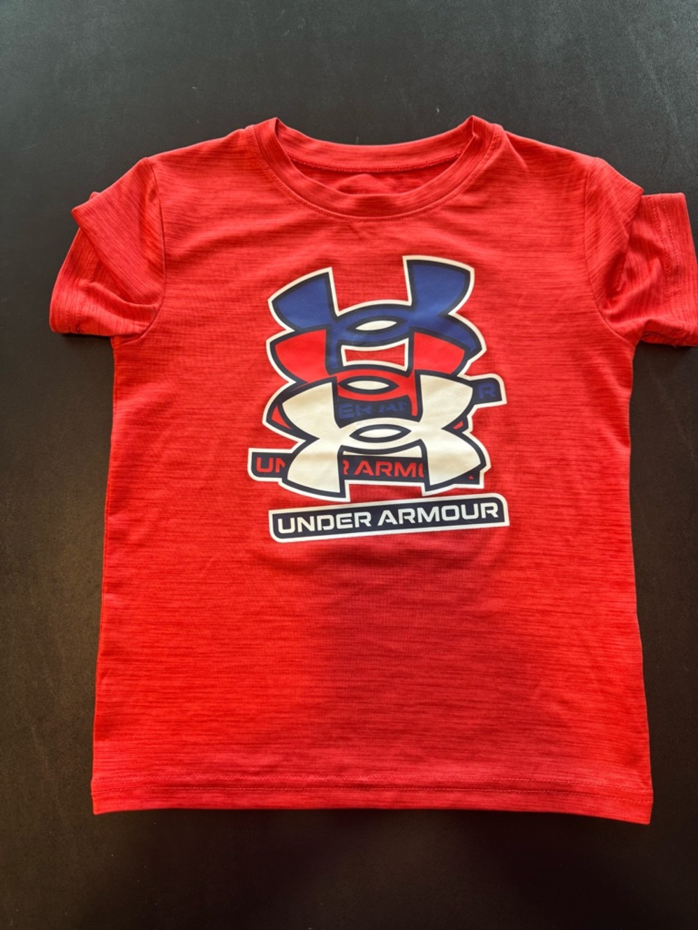 Under Armour Red Short-Sleeve Tee with Tricolor Logo